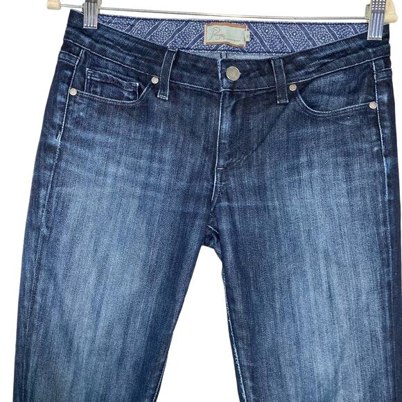 Paige Skyline Ankle Peg Skinny Jeans Ripped Knee Distressed Low Rise Dark Sz 28 - Picture 4 of 16